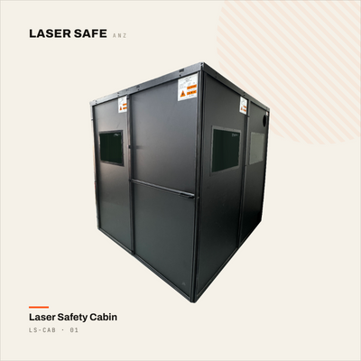 LS-CAB, 2×2×2.05m or 3×3×2.05m · customizable, Laser Safety House · Barrier + window